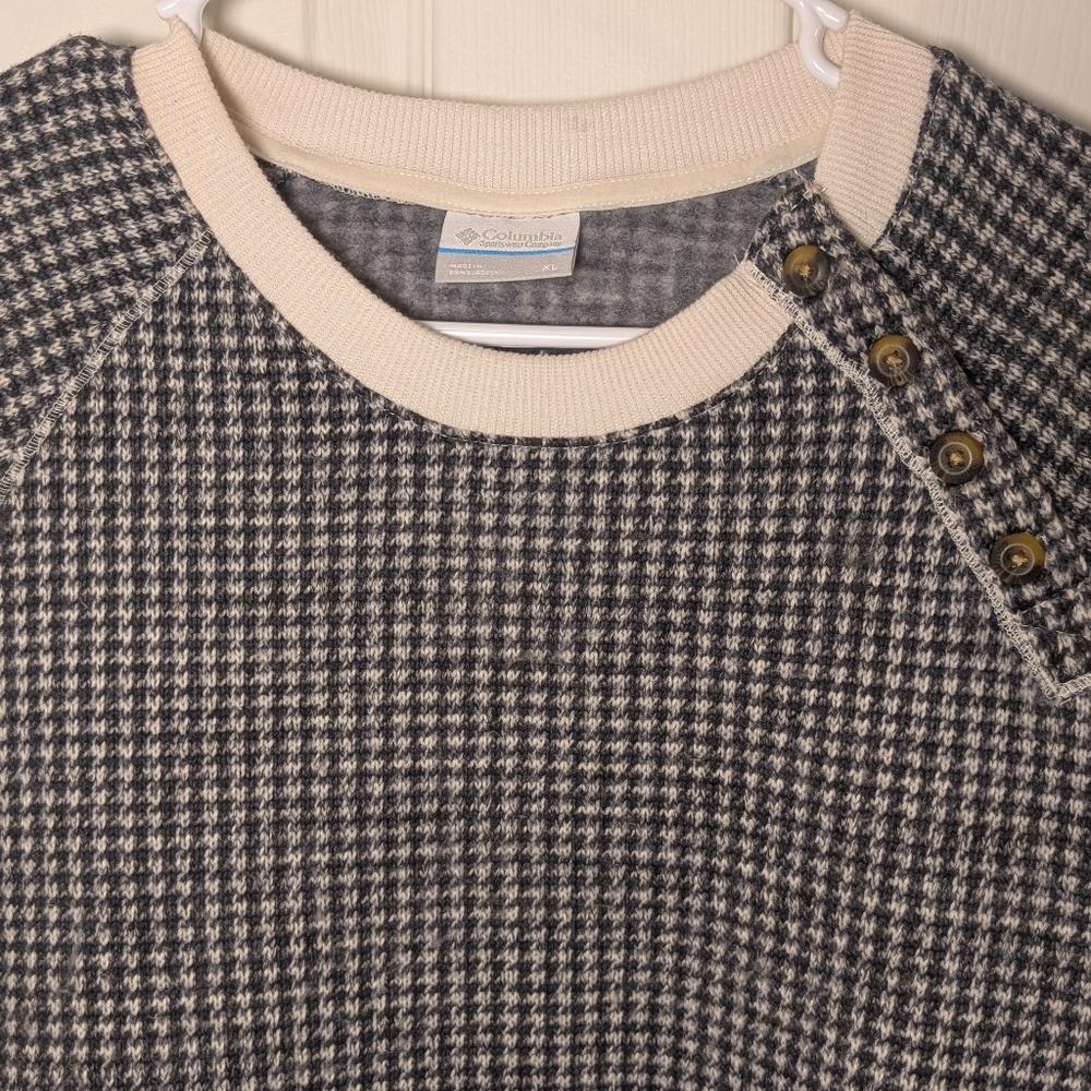Columbia Women's Pullover Gray Houndstooth XL Long Sleeve Top
